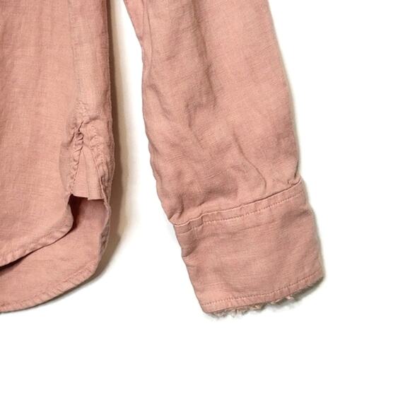 Cloth & Stone Linen Pink Button Down Shirt V Neck Long Sleeve Casual Workwear S - Picture 6 of 13